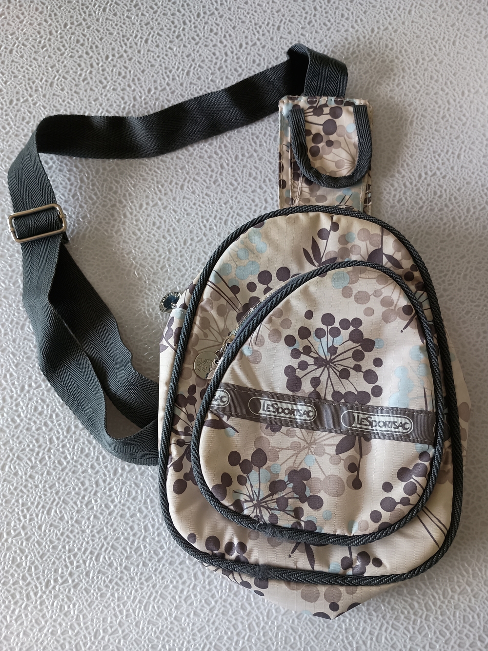 LeSportsac Beige Floral Crossbody Sling Bag